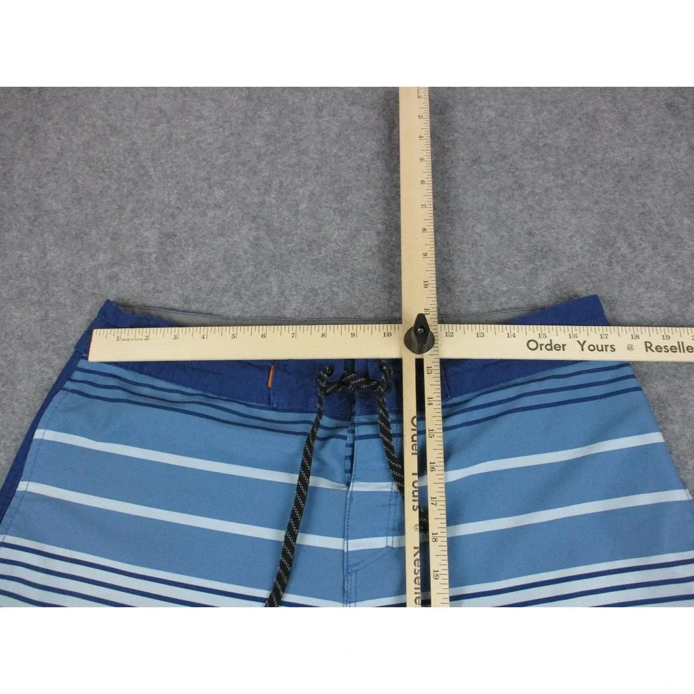 Quiksilver Board Shorts Mens 34 Blue Striped Waterman Swim Trunks Bathing Suit